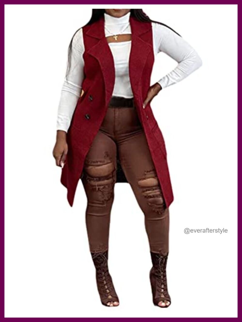 Sleeveless Long Sweater Vest Open Front Cardigan Waistcoat
